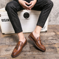 New fashion business casual slip-on brown tassels plain loafer men shoes leather,mens leather loafers shoes,men's loafer shoes